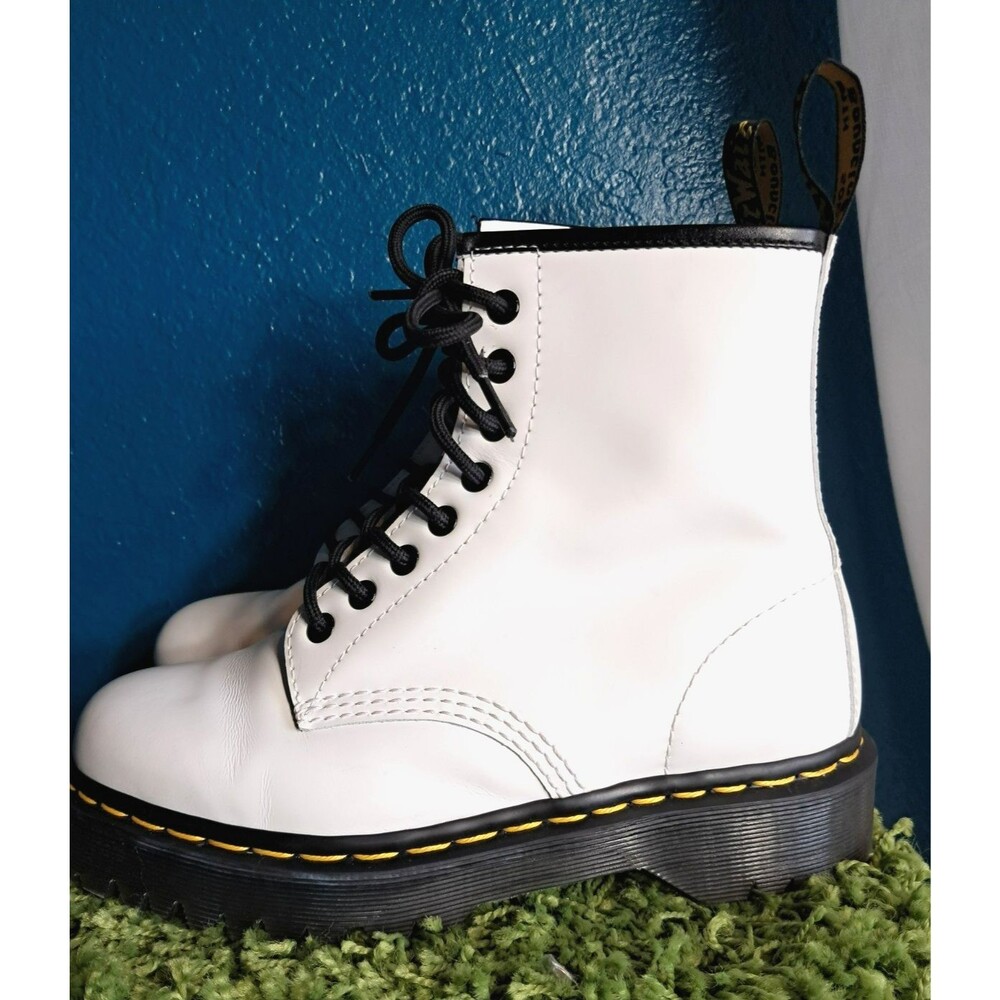 Dr. Martens 1460 Bex White Smooth Leather Platform Boots Size Women 8 Men 7